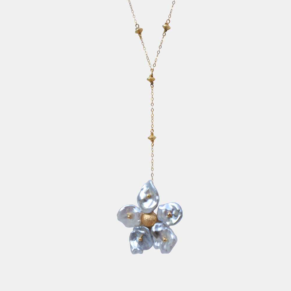 Petals Tahitian Keshi Pearl Flower Necklace